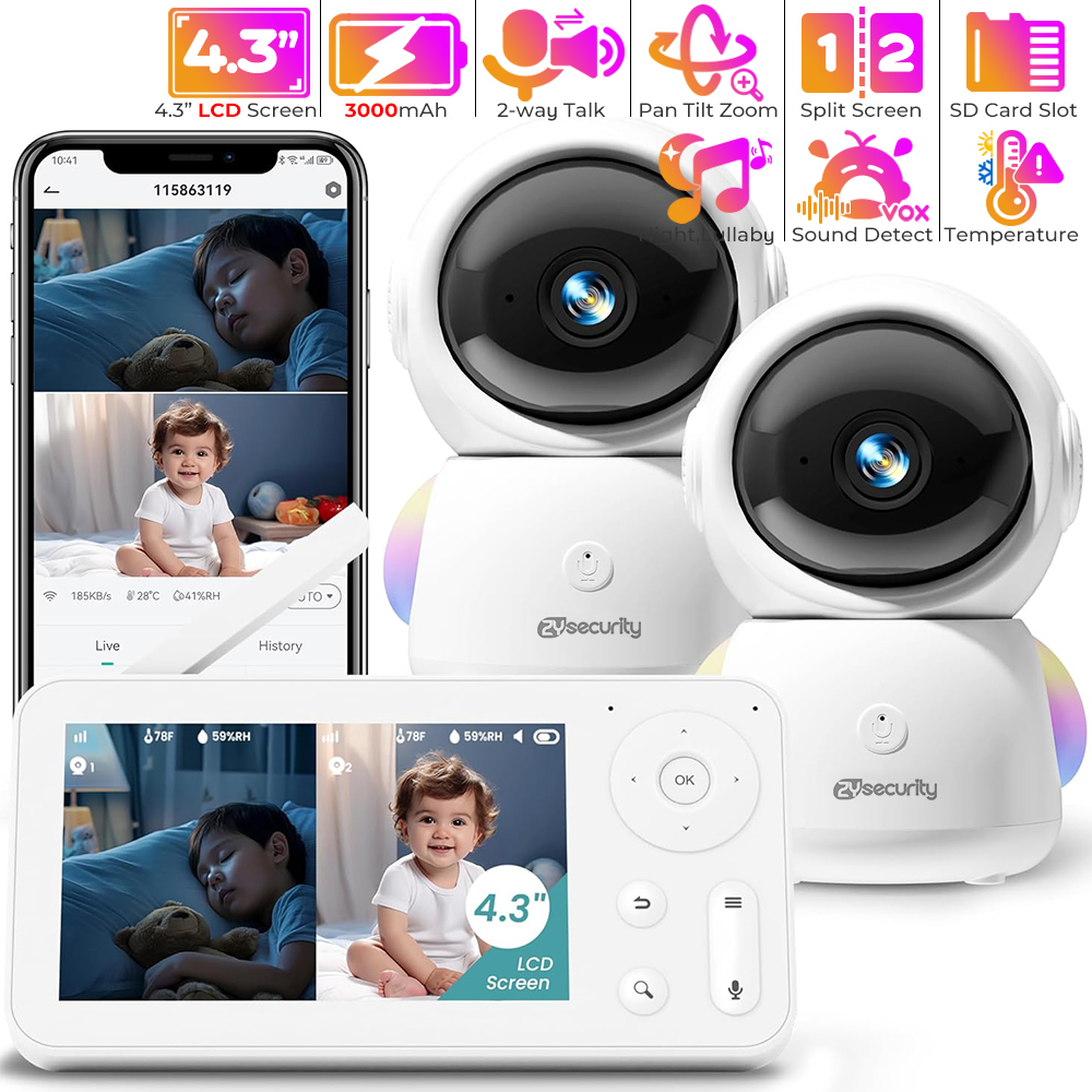 Monitor de bebê 2K com 2 câmer - Home Cinema Wireless avaliação e preço